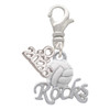 Silver Plated Enamel Volleyball ''Rocks'' - Silver Plated Clip on Charm with Mini Year 2026: Year to Remember Jewelry Gift - Celebrations