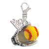 Silver Plated Extra Large Softball and Glove - Silver Plated Clip on Charm with Mini Year 2026: Year to Remember Jewelry Gift - Celebrations