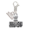 Silver Plated 3-D ''Bite Me'' Stamp - Silver Plated Clip on Charm with Mini Year 2026: Year to Remember Jewelry Gift - Celebrations