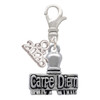 Silver Plated 3-D ''Carpe Diem'' Stamp - Silver Plated Clip on Charm with Mini Year 2026: Year to Remember Jewelry Gift - Celebrations