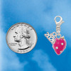 Silver Plated Large 3-D Hot Pink Strawberry with Crystals - Silver Plated Clip on Charm with Mini Year 2026 Jewelry Ideas and Examples