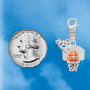 Silver Plated 3-D Enamel Basketball in Hoop - Silver Plated Clip on Charm with Mini Year 2026 Jewelry Ideas and Examples