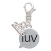 Silver Plated Text Chat - luv - Love - Silver Plated Clip on Charm with Mini Year 2026: Year to Remember Jewelry Gift - Celebrations