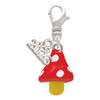 Silver Plated 3-D Red and White Mushroom - Silver Plated Clip on Charm with Mini Year 2026: Year to Remember Jewelry Gift - Celebrations