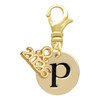 Gold-tone Disc 1/2'' Initial - p - Gold-tone Plated Clip on Charm with Mini Year 2026: Year to Remember Jewelry Gift - Celebrations