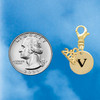 Gold-tone Disc 1/2'' Initial - v - Gold-tone Plated Clip on Charm with Mini Year 2026 Jewelry Ideas and Examples