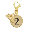 Gold-tone Disc 1/2'' Number - 2 - Gold-tone Plated Clip on Charm with Mini Year 2026: Year to Remember Jewelry Gift - Celebrations