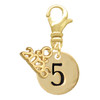 Gold-tone Disc 1/2'' Number - 5 - Gold-tone Plated Clip on Charm with Mini Year 2026: Year to Remember Jewelry Gift - Celebrations
