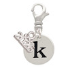 Silver Plated Disc Initial - k - Silver Plated Clip on Charm with Mini Year 2026: Year to Remember Jewelry Gift - Celebrations