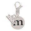 Silver Plated Disc Initial - m - Silver Plated Clip on Charm with Mini Year 2026: Year to Remember Jewelry Gift - Celebrations