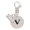 Silver Plated Disc Initial - v - Silver Plated Clip on Charm with Mini Year 2026: Year to Remember Jewelry Gift - Celebrations
