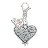 Antiqued Alligator Print Heart - Silver Plated Clip on Charm with Mini Year 2026: Year to Remember Jewelry Gift - Celebrations