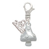 Silver Plated 3-D Mushroom with Clear Crystals - Silver Plated Clip on Charm with Mini Year 2026: Year to Remember Jewelry Gift - Celebrations