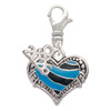 Silver Plated Hot Blue Tiger Print Heart - Silver Plated Clip on Charm with Mini Year 2026: Year to Remember Jewelry Gift - Celebrations