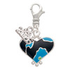 Silver Plated Hot Blue Large Cheetah Print Heart - Silver Plated Clip on Charm with Mini Year 2026: Year to Remember Jewelry Gift - Celebrations