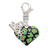 Silver Plated Lime Green Cheetah Print Heart - Silver Plated Clip on Charm with Mini Year 2026: Year to Remember Jewelry Gift - Celebrations