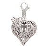 Silver Plated Large Open Filigree Heart - Silver Plated Clip on Charm with Mini Year 2026: Year to Remember Jewelry Gift - Celebrations