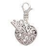 Silver Plated Medium Open Filigree Heart - Silver Plated Clip on Charm with Mini Year 2026: Year to Remember Jewelry Gift - Celebrations