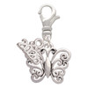 Filigree Curls Butterfly - Silver Plated Clip on Charm with Mini Year 2026: Year to Remember Jewelry Gift - Celebrations