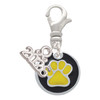 Silver Plated Yellow Paw on Black Disc - Silver Plated Clip on Charm with Mini Year 2026: Year to Remember Jewelry Gift - Celebrations