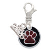 Silver Plated Maroon Paw on Black Disc - Silver Plated Clip on Charm with Mini Year 2026: Year to Remember Jewelry Gift - Celebrations