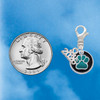 Silver Plated Teal Paw on Black Disc - Silver Plated Clip on Charm with Mini Year 2026 Jewelry Ideas and Examples