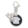 Silver Plated White Paw on Black Disc - Silver Plated Clip on Charm with Mini Year 2026: Year to Remember Jewelry Gift - Celebrations