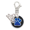 Silver Plated Navy Blue Paw on Black Disc - Silver Plated Clip on Charm with Mini Year 2026: Year to Remember Jewelry Gift - Celebrations