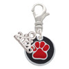 Silver Plated Red Paw on Black Disc - Silver Plated Clip on Charm with Mini Year 2026: Year to Remember Jewelry Gift - Celebrations