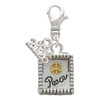Two-tone Shadow Box ''Peace'' with Peace Sign - Silver Plated Clip on Charm with Mini Year 2026: Year to Remember Jewelry Gift - Celebrations