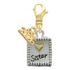 Shadow Box ''Sister'' with Gold-tone Heart - Gold-tone Plated Clip on Charm with Mini Year 2026: Year to Remember Jewelry Gift - Celebrations