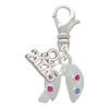 Multicolored Crystal Fortune Cookie - Silver Plated Clip on Charm with Mini Year 2026: Year to Remember Jewelry Gift - Celebrations