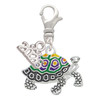 Enamel Side Turtle - Silver Plated Clip on Charm with Mini Year 2026: Year to Remember Jewelry Gift - Celebrations