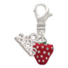 Silver Plated Mini 2-D Enamel Strawberry - Silver Plated Clip on Charm with Mini Year 2026: Year to Remember Jewelry Gift - Celebrations
