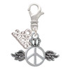 Silver Plated Winged Peace Sign with Crown - Silver Plated Clip on Charm with Mini Year 2026: Year to Remember Jewelry Gift - Celebrations