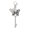 Silver Plated Antiqued Butterfly Key with AB Crystals - Silver Plated Clip on Charm with Mini Year 2026: Year to Remember Jewelry Gift - Celebrations