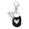 Silver Plated Black Enamel Lock with Clear Crystals - Silver Plated Clip on Charm with Mini Year 2026: Year to Remember Jewelry Gift - Celebrations