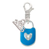 Hot Blue Enamel Lock with Clear Crystals - Silver Plated Clip on Charm with Mini Year 2026: Year to Remember Jewelry Gift - Celebrations