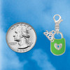 Lime Green Enamel Lock with Clear Crystals - Silver Plated Clip on Charm with Mini Year 2026 Jewelry Ideas and Examples