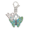 Silver Plated Lime Green & Blue Butterfly - Silver Plated Clip on Charm with Mini Year 2026: Year to Remember Jewelry Gift - Celebrations