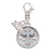 Silver Plated Botonee Cross - Round Seal - Silver Plated Clip on Charm with Mini Year 2026: Year to Remember Jewelry Gift - Celebrations