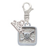 Silver Plated Skull and Bones - Square Seal - Silver Plated Clip on Charm with Mini Year 2026: Year to Remember Jewelry Gift - Celebrations