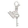 Silver Plated Small Clear AB Crystals Oval Key - Silver Plated Clip on Charm with Mini Year 2026: Year to Remember Jewelry Gift - Celebrations