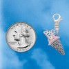 Silver Plated 3-D Resin Strawberry Ice Cream Cone with Crystals - Silver Plated Clip on Charm with Mini Year 2026 Jewelry Ideas and Examples