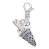 Silver Plated 3-D Resin Vanilla Ice Cream Cone with Crystals - Silver Plated Clip on Charm with Mini Year 2026: Year to Remember Jewelry Gift - Celebrations