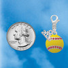 Silver Plated Optic Yellow Softball with Red Crystal Stitching - Silver Plated Clip on Charm with Mini Year 2026 Jewelry Ideas and Examples