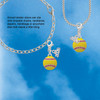 Silver Plated Optic Yellow Softball with Red Crystal Stitching - Silver Plated Clip on Charm with Mini Year 2026