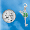 Silver Plated Translucent Green Lucky Four Leaf Clover Key - Silver Plated Clip on Charm with Mini Year 2026 Jewelry Ideas and Examples