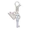 Silver Plated Mini Open Peace Heart Key - Silver Plated Clip on Charm with Mini Year 2026: Year to Remember Jewelry Gift - Celebrations