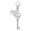 Silver Plated Open Peace Heart Key - Silver Plated Clip on Charm with Mini Year 2026: Year to Remember Jewelry Gift - Celebrations